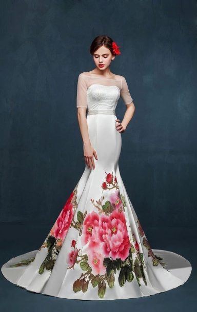 Telas de seda pintadas para vestidos de Novia y Madrina