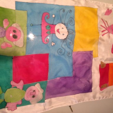 Pañuelo de seda pintado a mano
