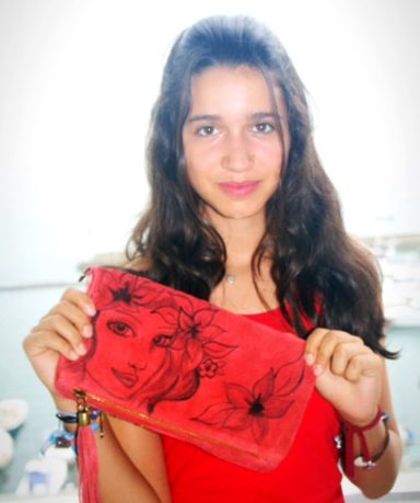 Bolso de piel vuelta rojo