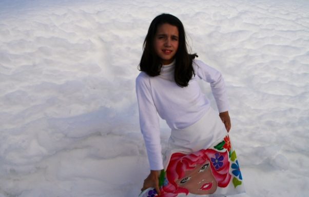 Falda de seda pintada a mano. 